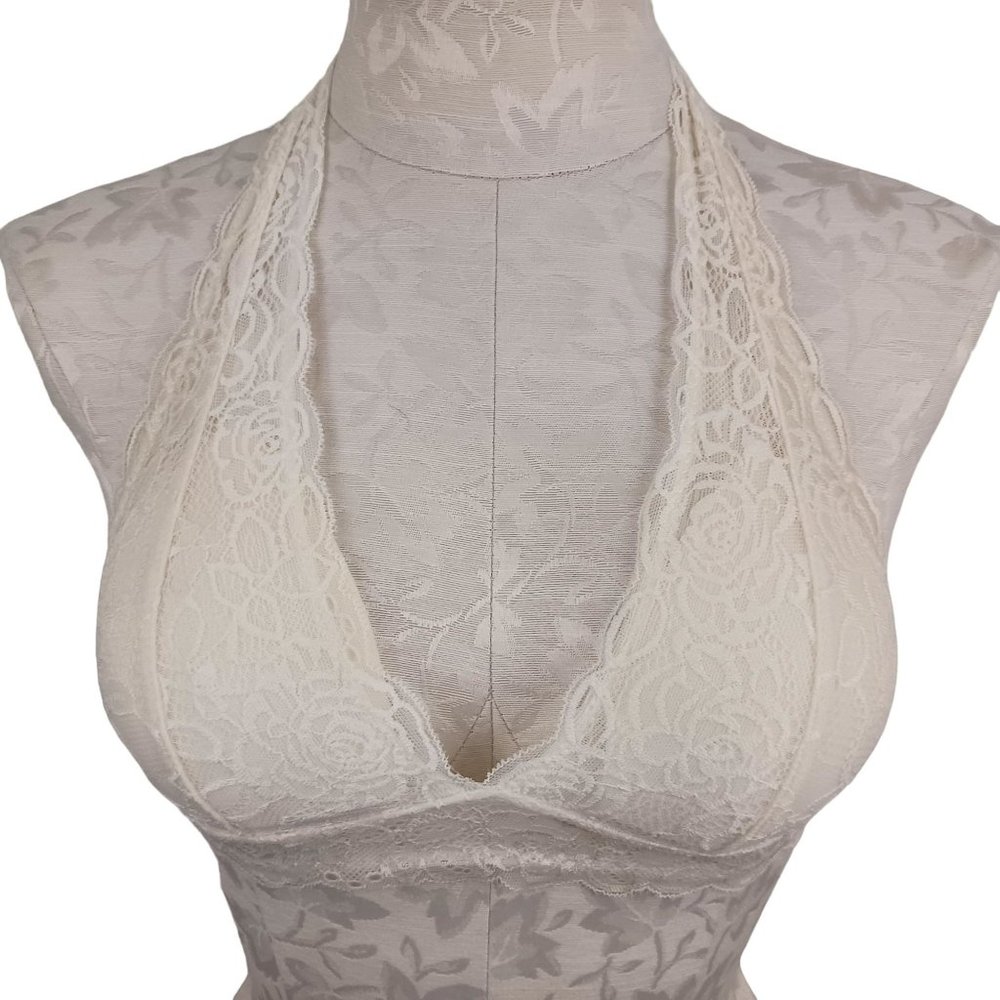 Free Press White Ivory Small Lace Halter Bralette Sports Bra